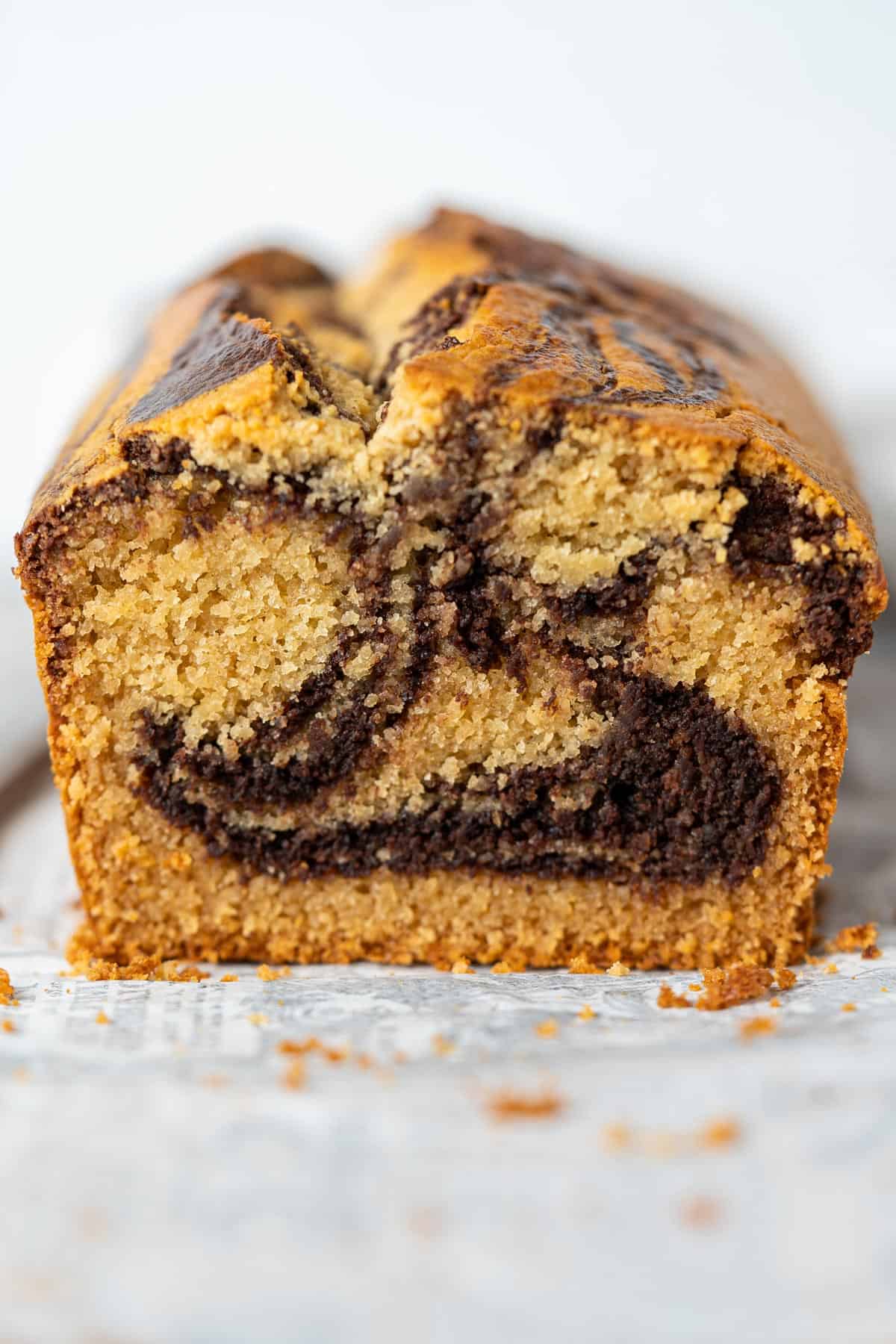 Close up texture of gluten free marble cake