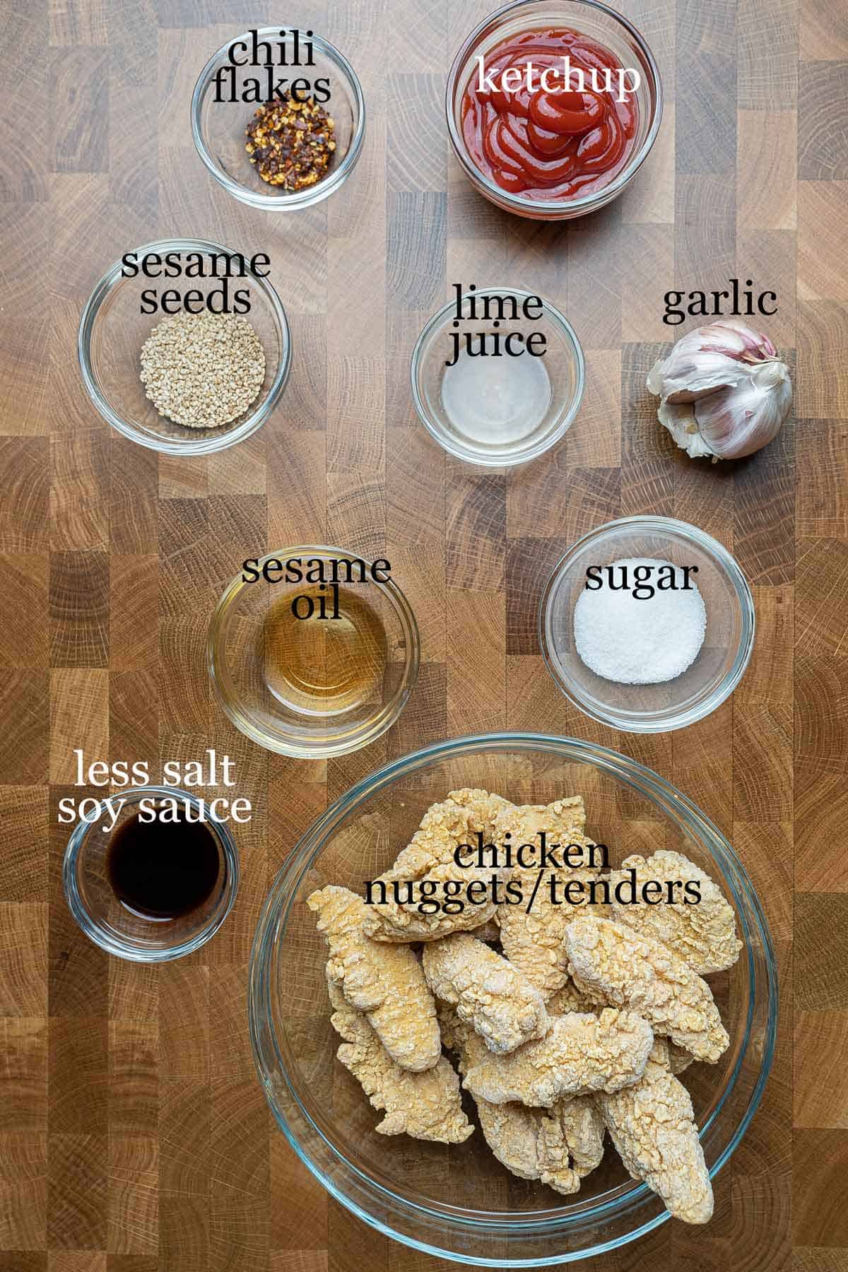 Ingredients to make crispy sesame chicken