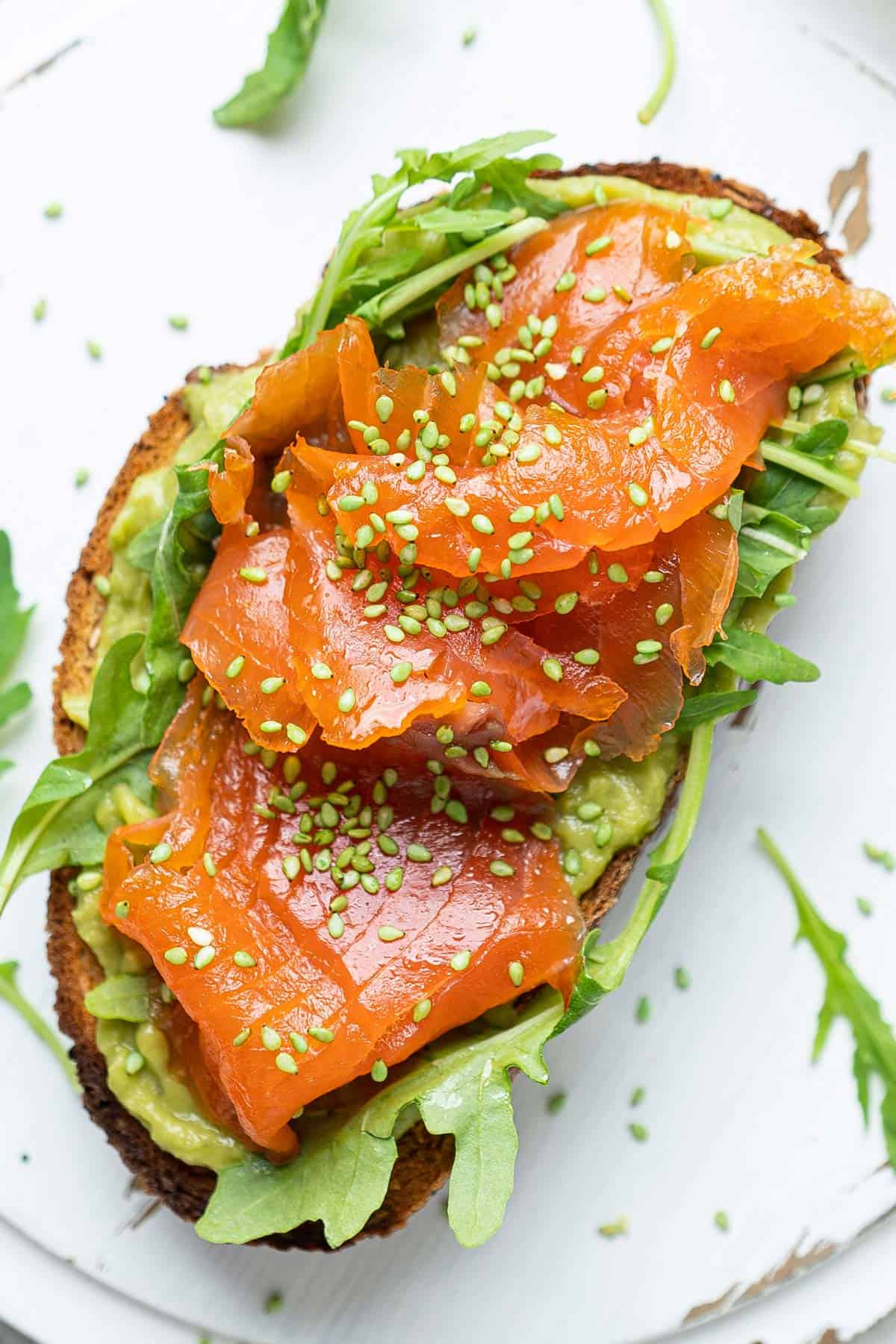 Salmon avocado sushi toast