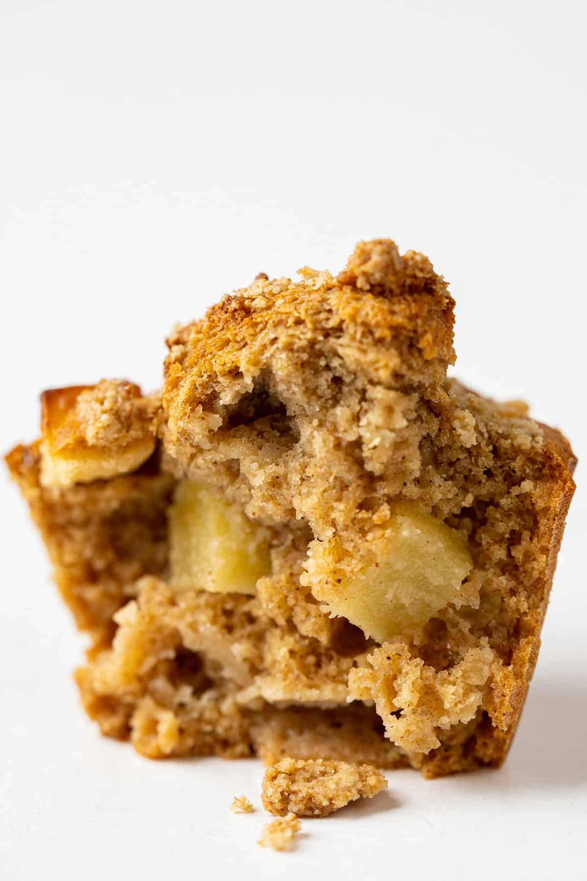 Texture of air fryer apple crumble muffin