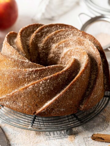 Healthy apple cider doughnut cake