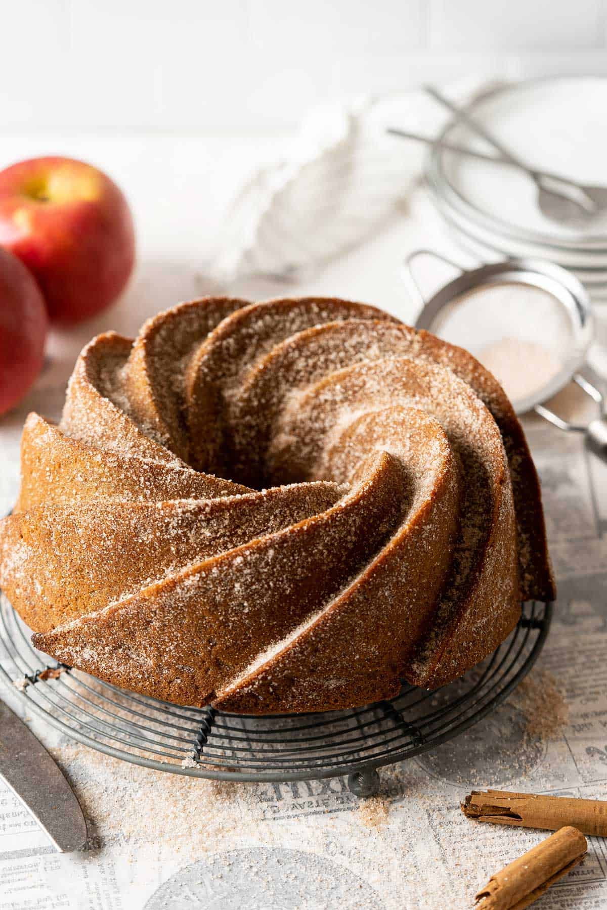 Healthy apple cider doughnut cake