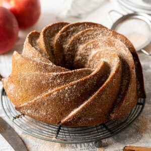 Healthy apple cider doughnut cake