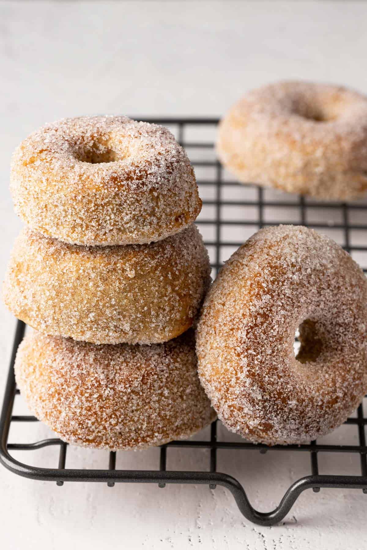 A stack of whole wheat air fryer donuts