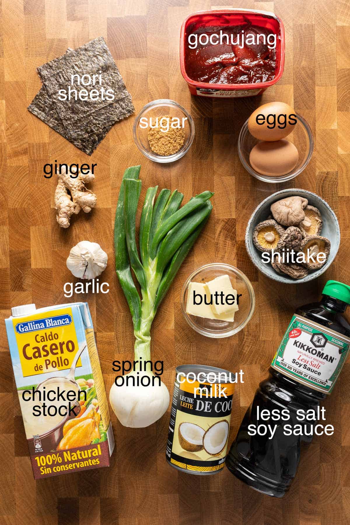 Ingredients to make spicy ramen with chicken katsu