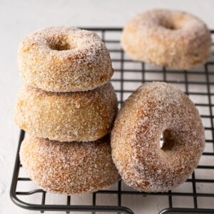 A stack of whole wheat air fryer donuts