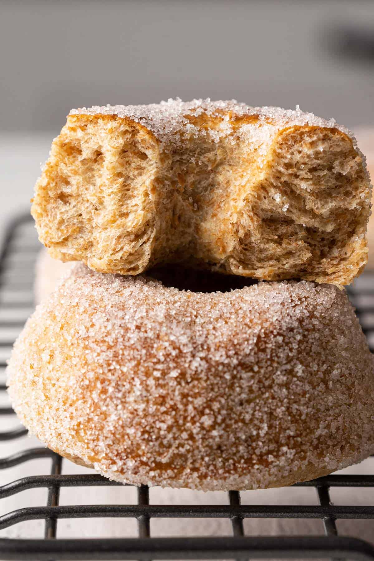 The inside texture of whole wheat air fryer donut