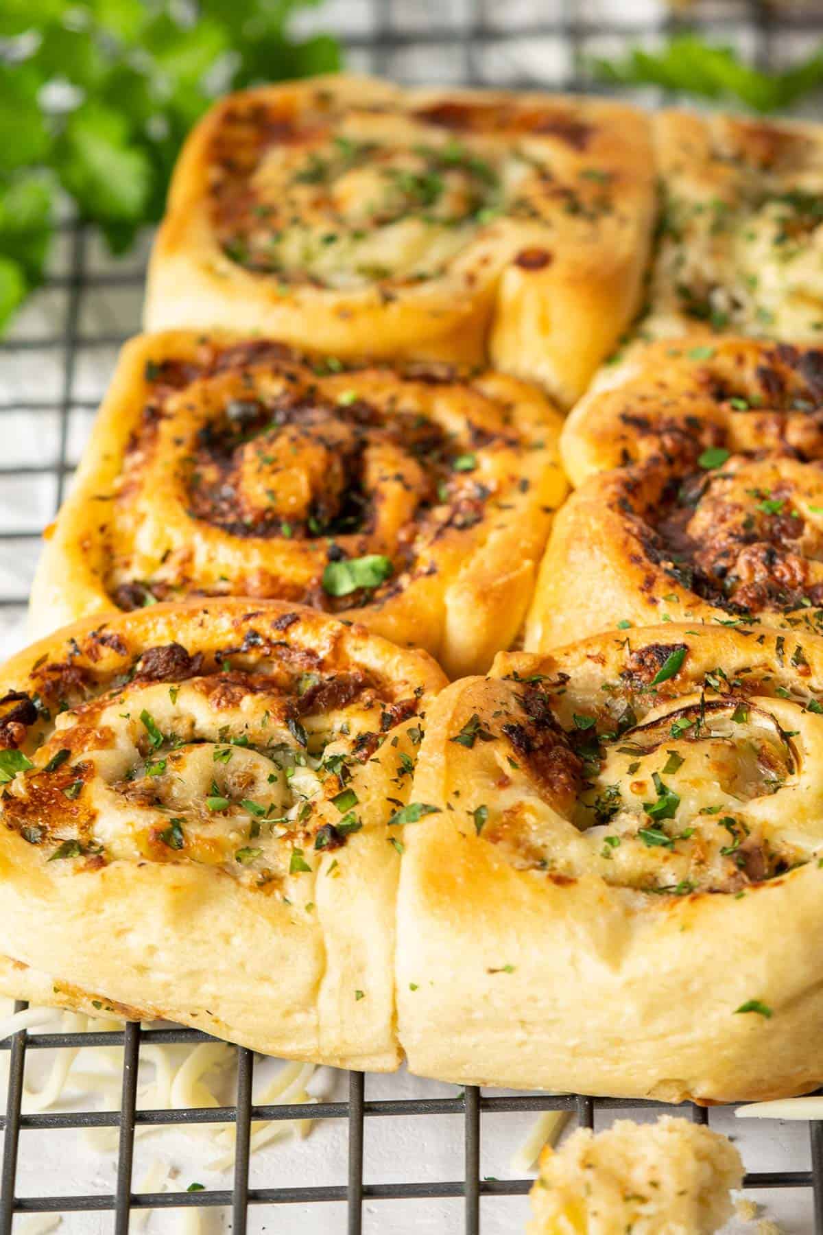 Tuna cheese rolls in air fryer view from front