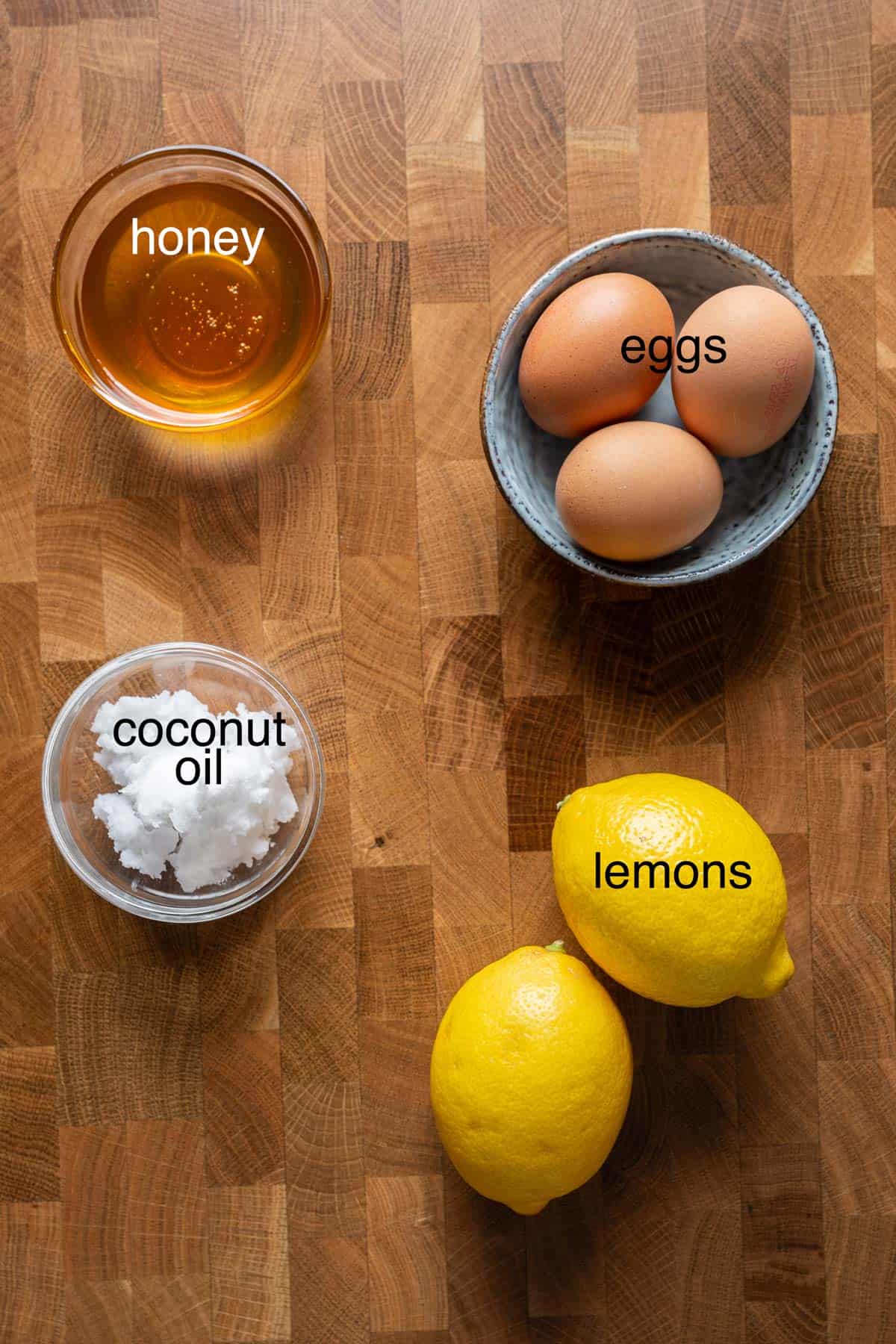Ingredients to make healthy lemon curd