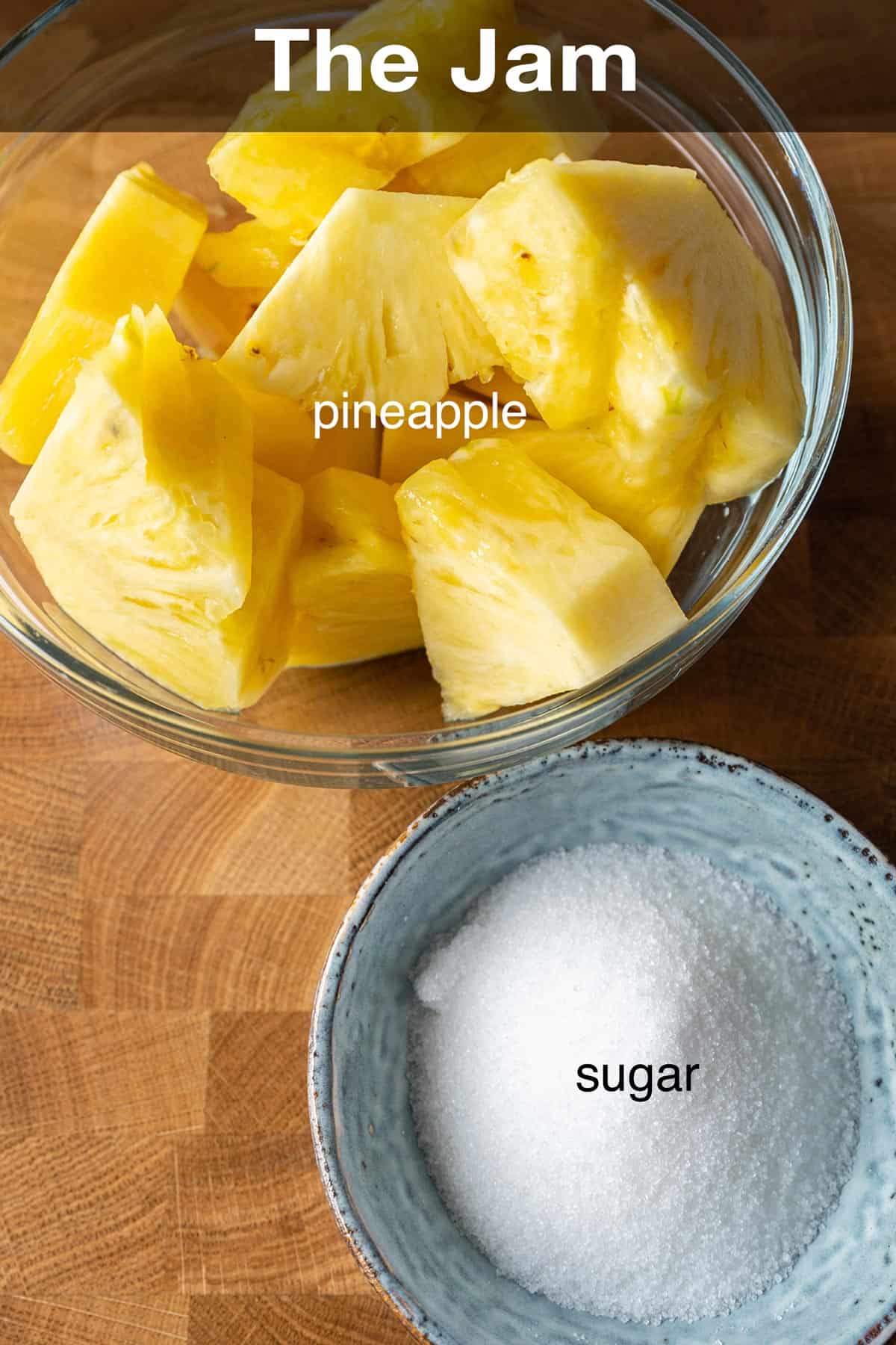 Ingredients to make Asian style pineapple jam