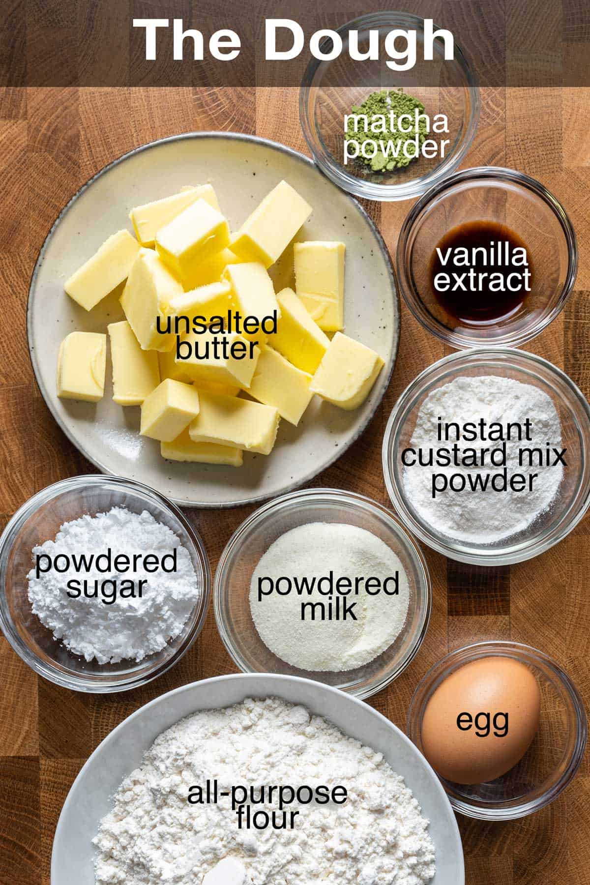 Ingredients to make pineapple tart cookies