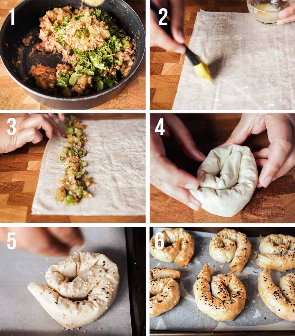 Process on how to make baked potato phyllo samosa.