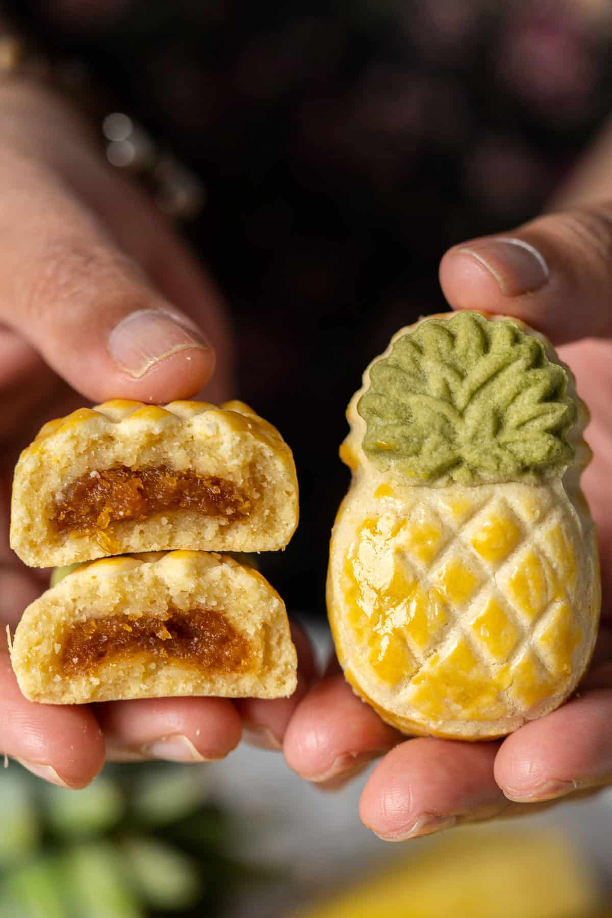 pineapple-shaped tart cookies.
