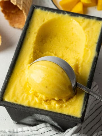 Healthy no-churn mango ice cream