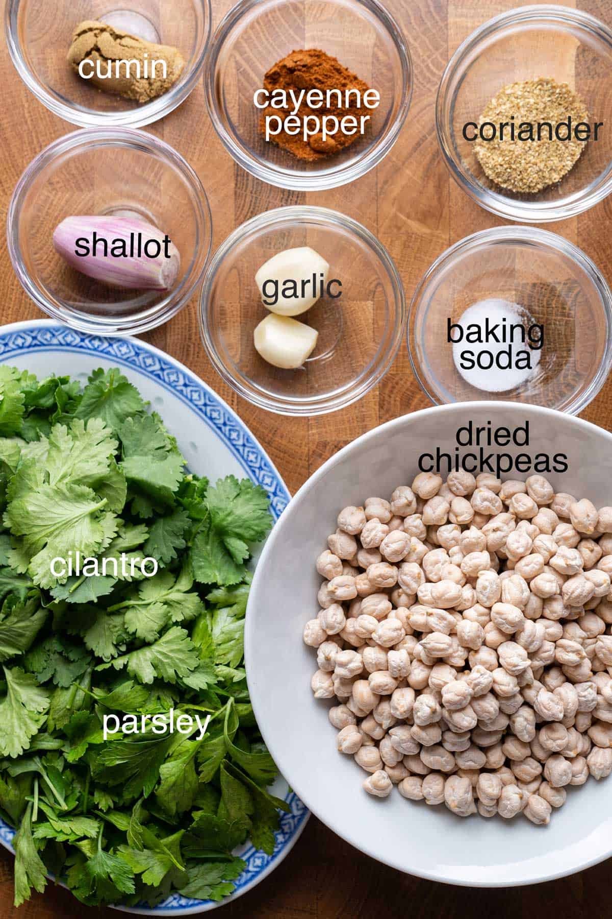 Ingredients to make crispy air-fryer falafel.