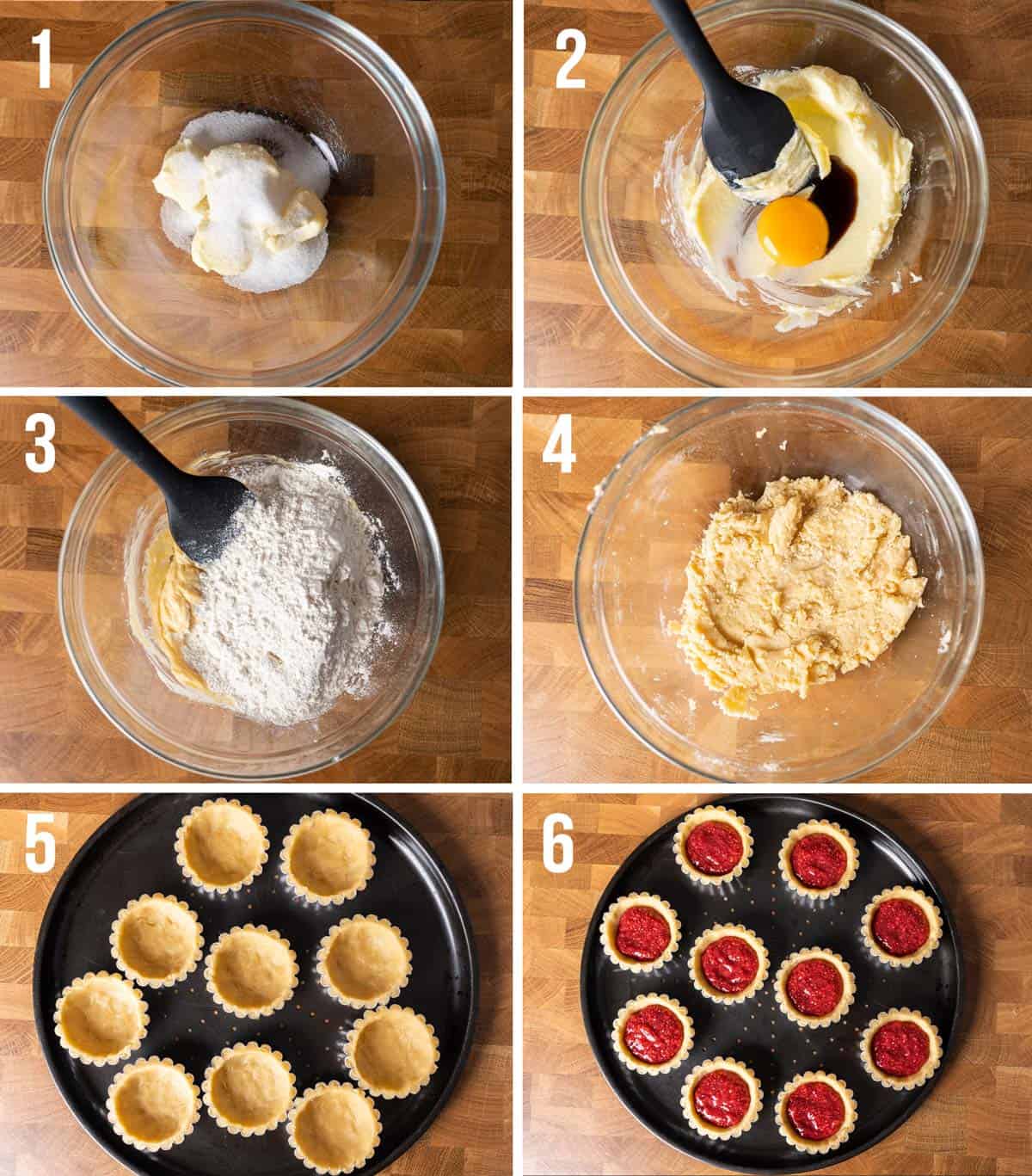 Steps on how to make jam tarts.