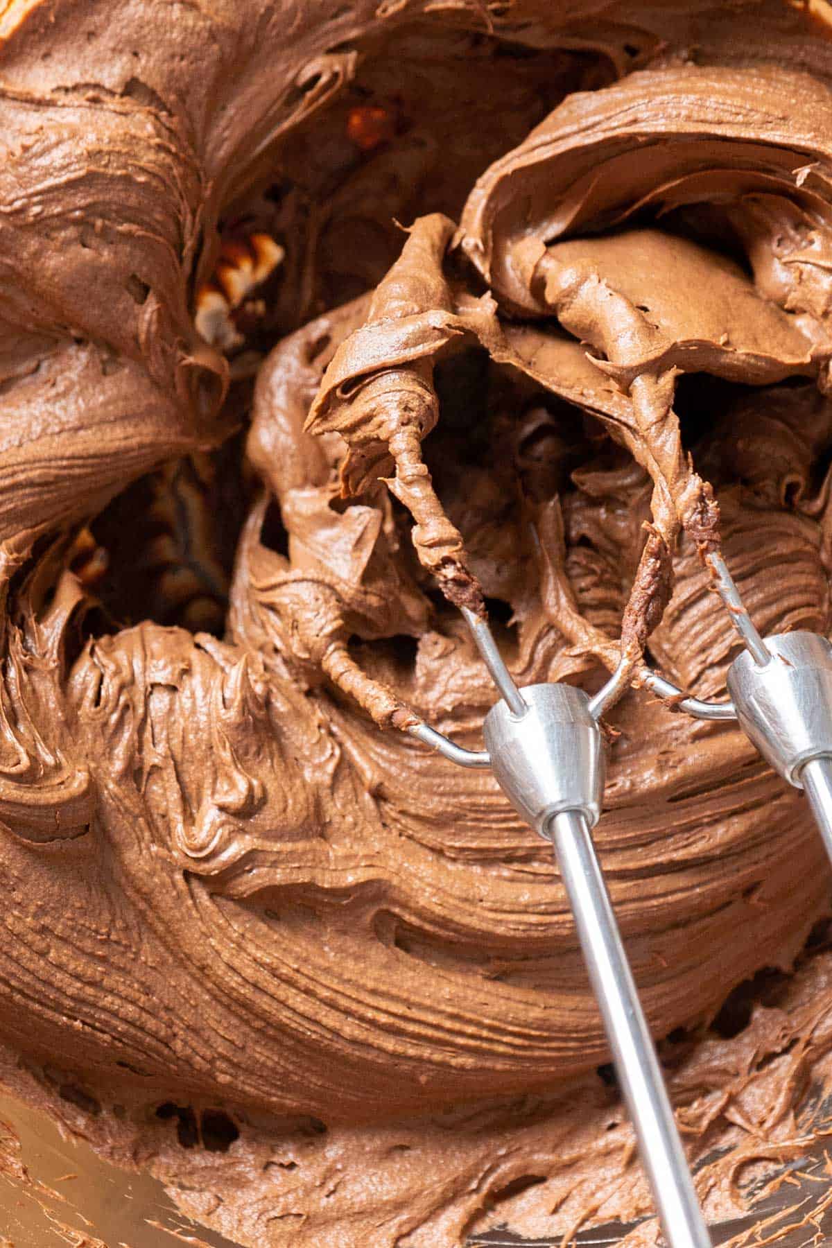 Close up of healthy chocolate frosting in a bowl.