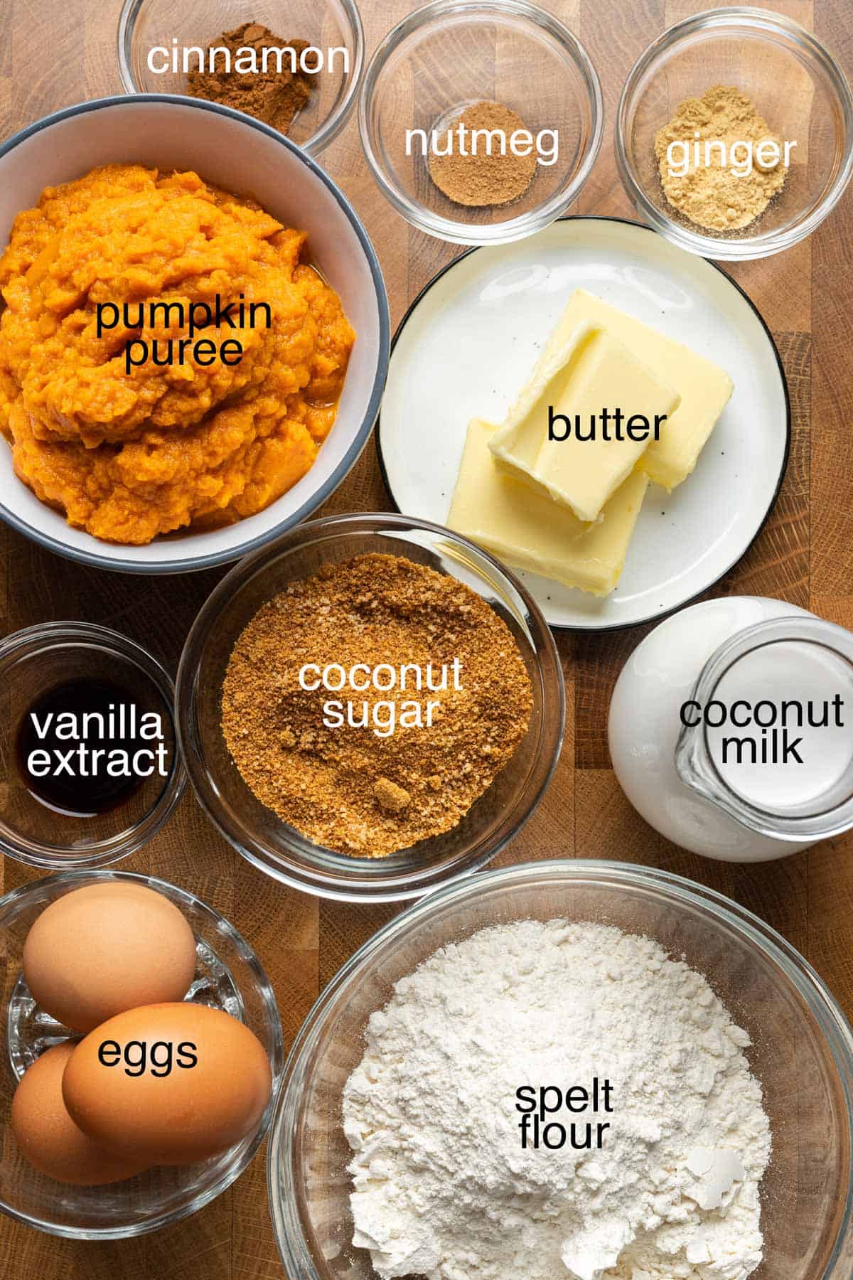 Ingredients to make healthy mini pumpkin pies.