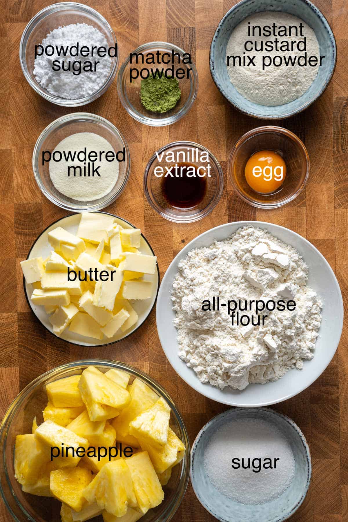 Ingredients to make pineappe tart cookies.