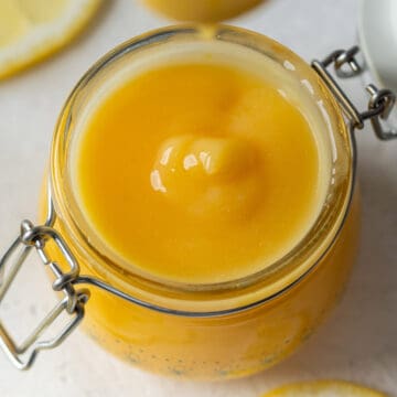 Lemon curd in a bottle.