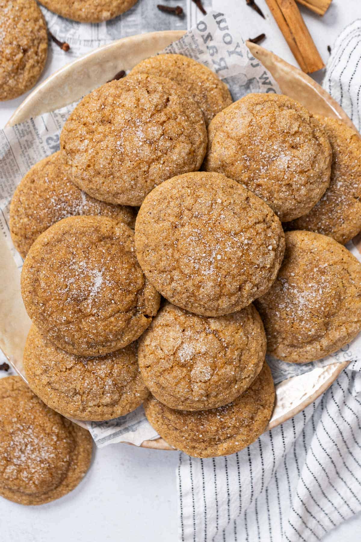 Chewy pumpkin cookies in a plate.