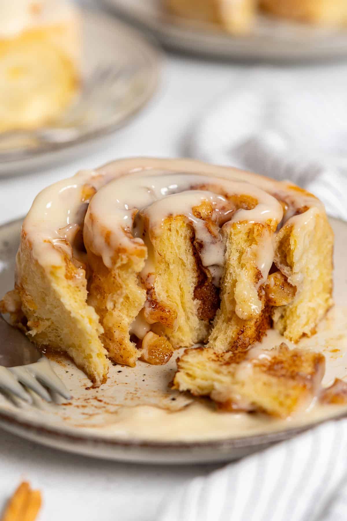 Half-eaten cinnamon rolls.