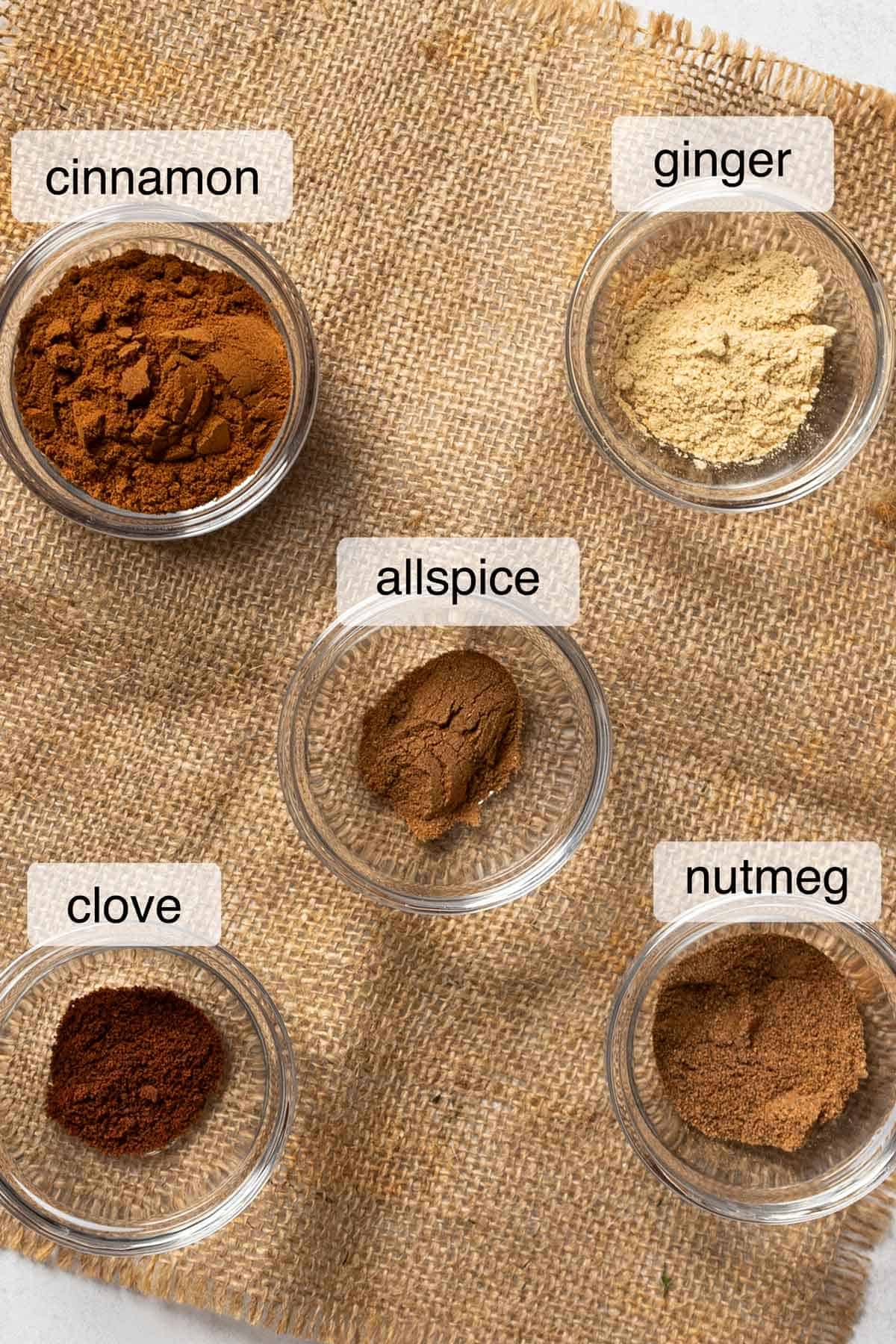 Ingredients to make homemade pumpkin pie spice.