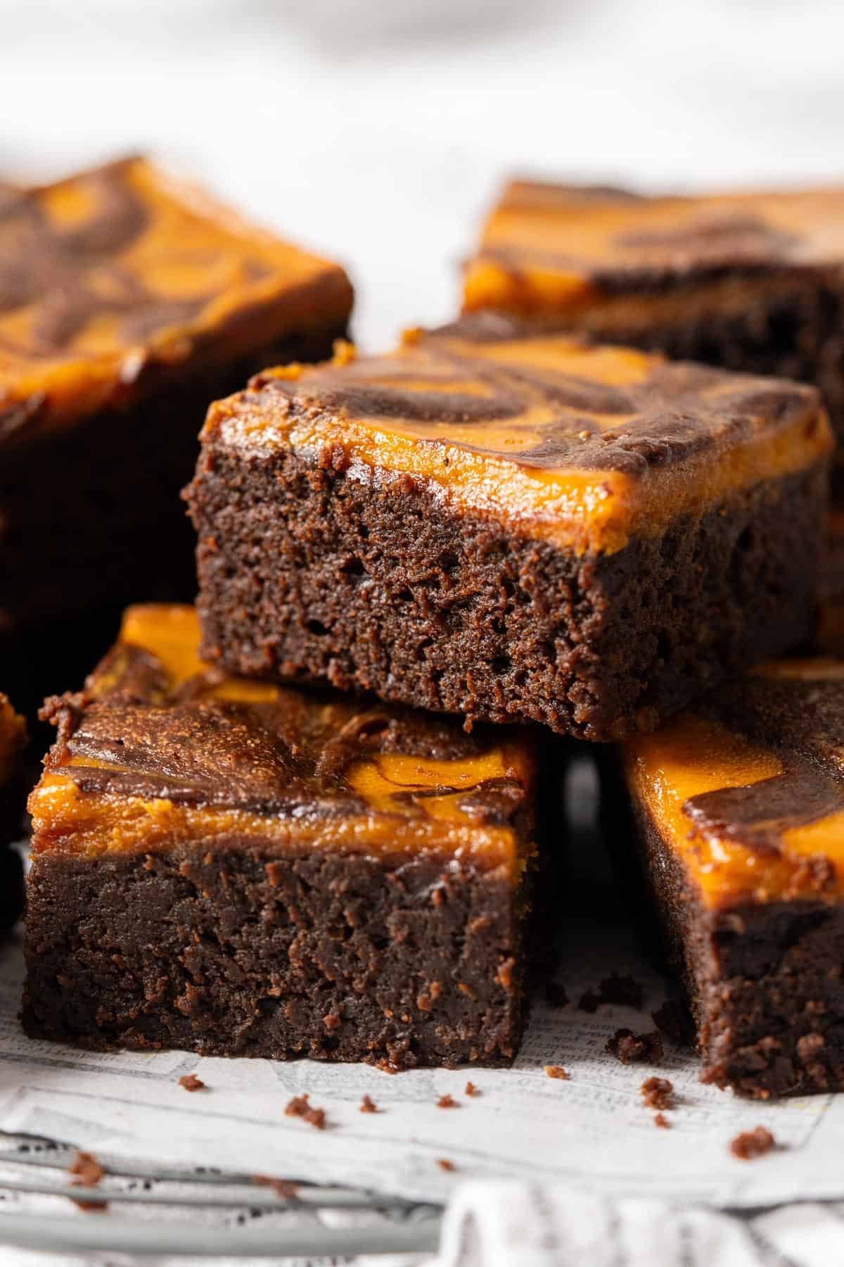 Showing the fudgy texture of the brownies.