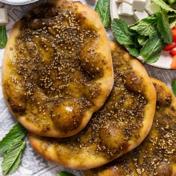 Lebanese flatbreads manoushe zaatar.