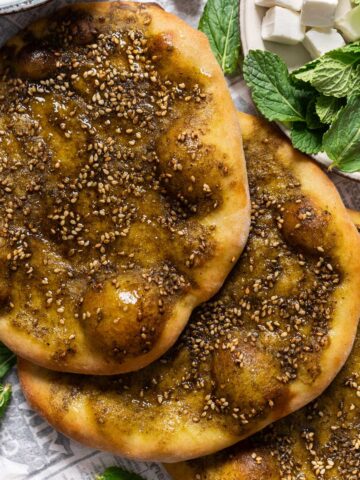 Lebanese flatbreads manoushe zaatar.