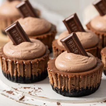 Mini chocolate cheesecakes.