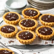 Mini salted chocolate tarts.