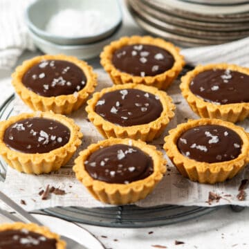 Mini salted chocolate tarts.