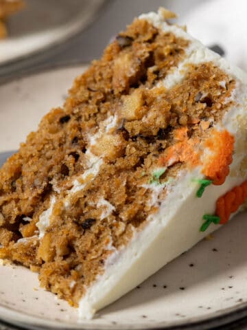 A portion of carrot cake.