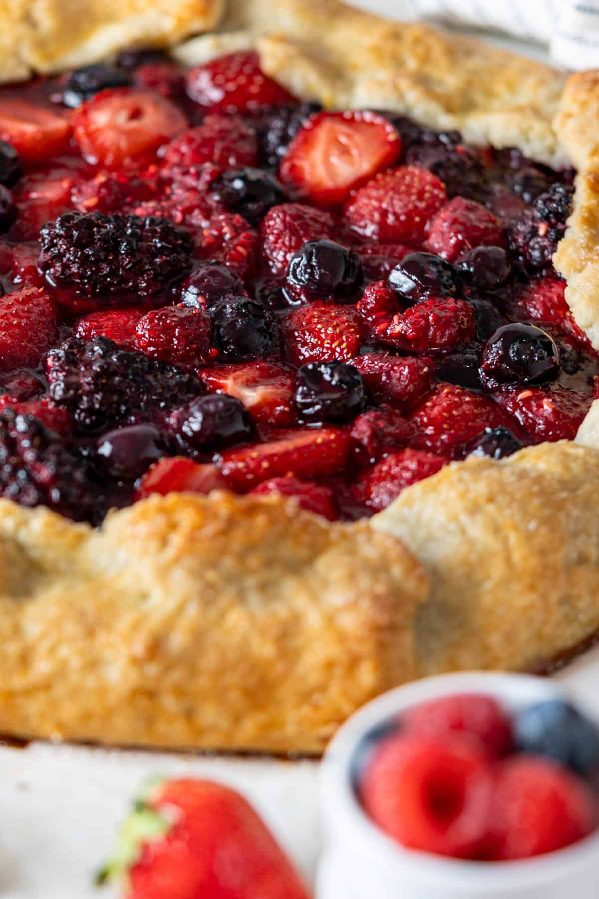 Close up of berry galette.