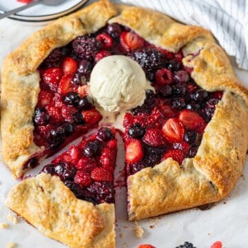 Berry galette with vanilla ice cream.