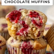 Raspberry and white chocolate muffins.