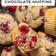 Raspberry and white chocolate muffins.