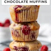 Raspberry and white chocolate muffins.