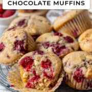 Raspberry and white chocolate muffins.