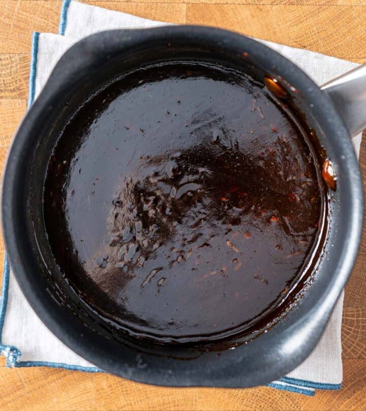 Korean meatball sauce in a pot.