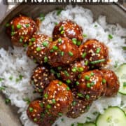Korean meatballs on a bed of rice.