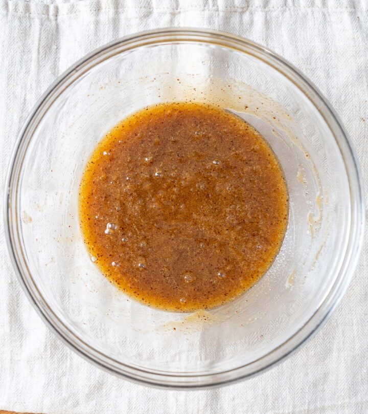 Mixture with egg and vanilla added.