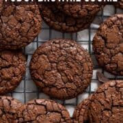 Fudgy brownie cookies on a cooling rack.