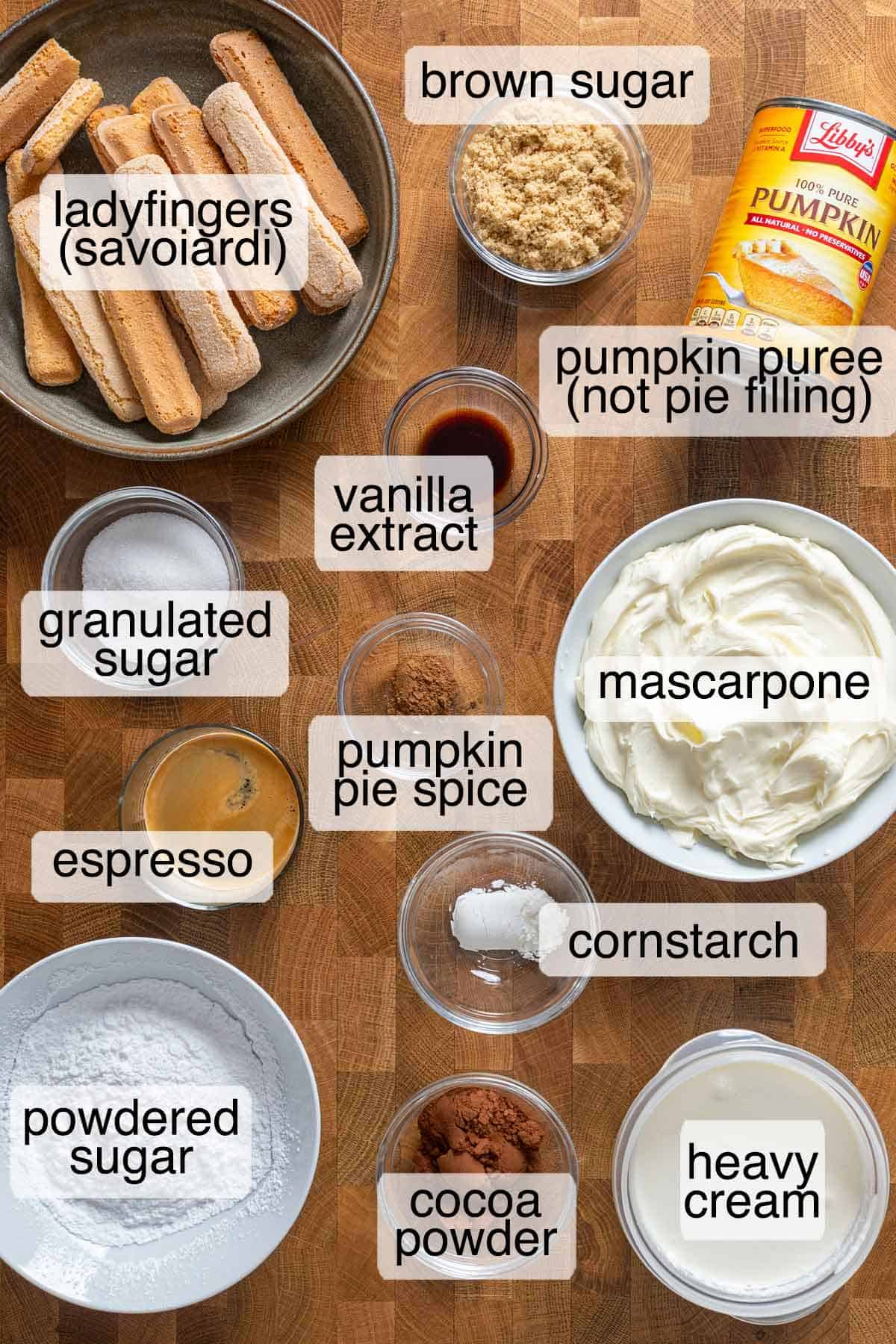 Ingredients to make pumpkin tiramisu egg free.
