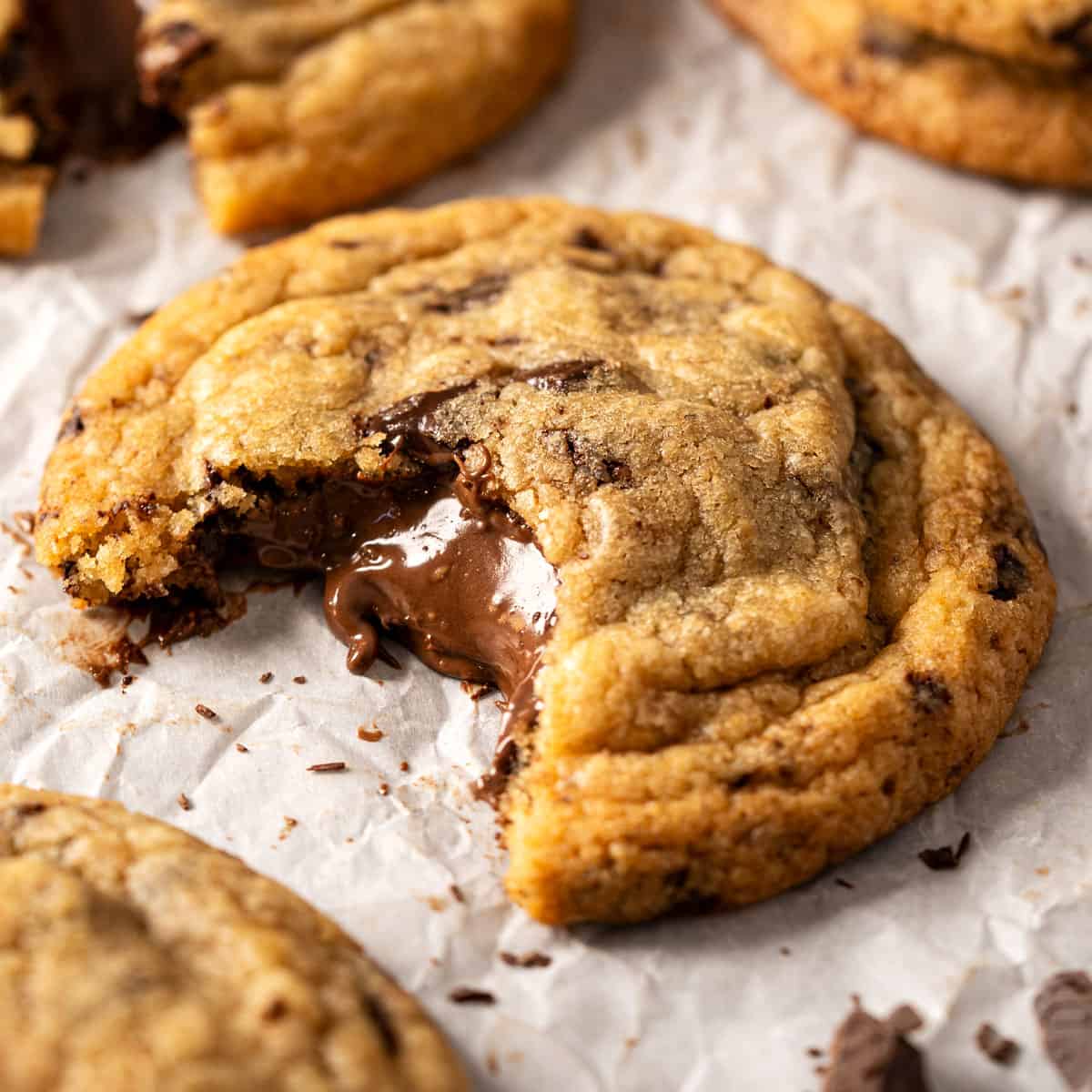 Nutella-stuffed cookies with chocolate chunks.