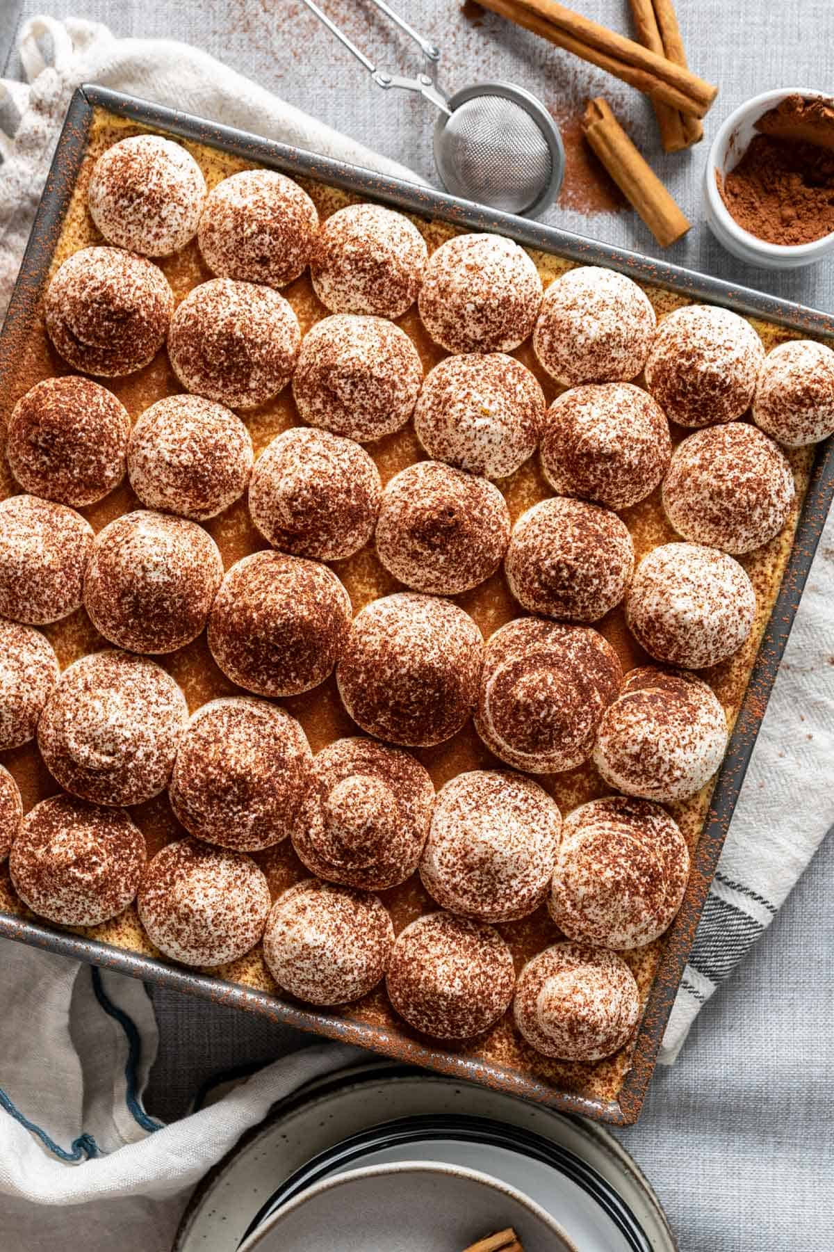 Pumpkin tiramisu in a serving container.