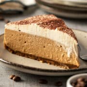 No-bake coffee cheesecake without gelatin.