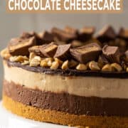 No bake peanut butter chocolate cheesecake.