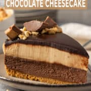 No bake peanut butter chocolate cheesecake.